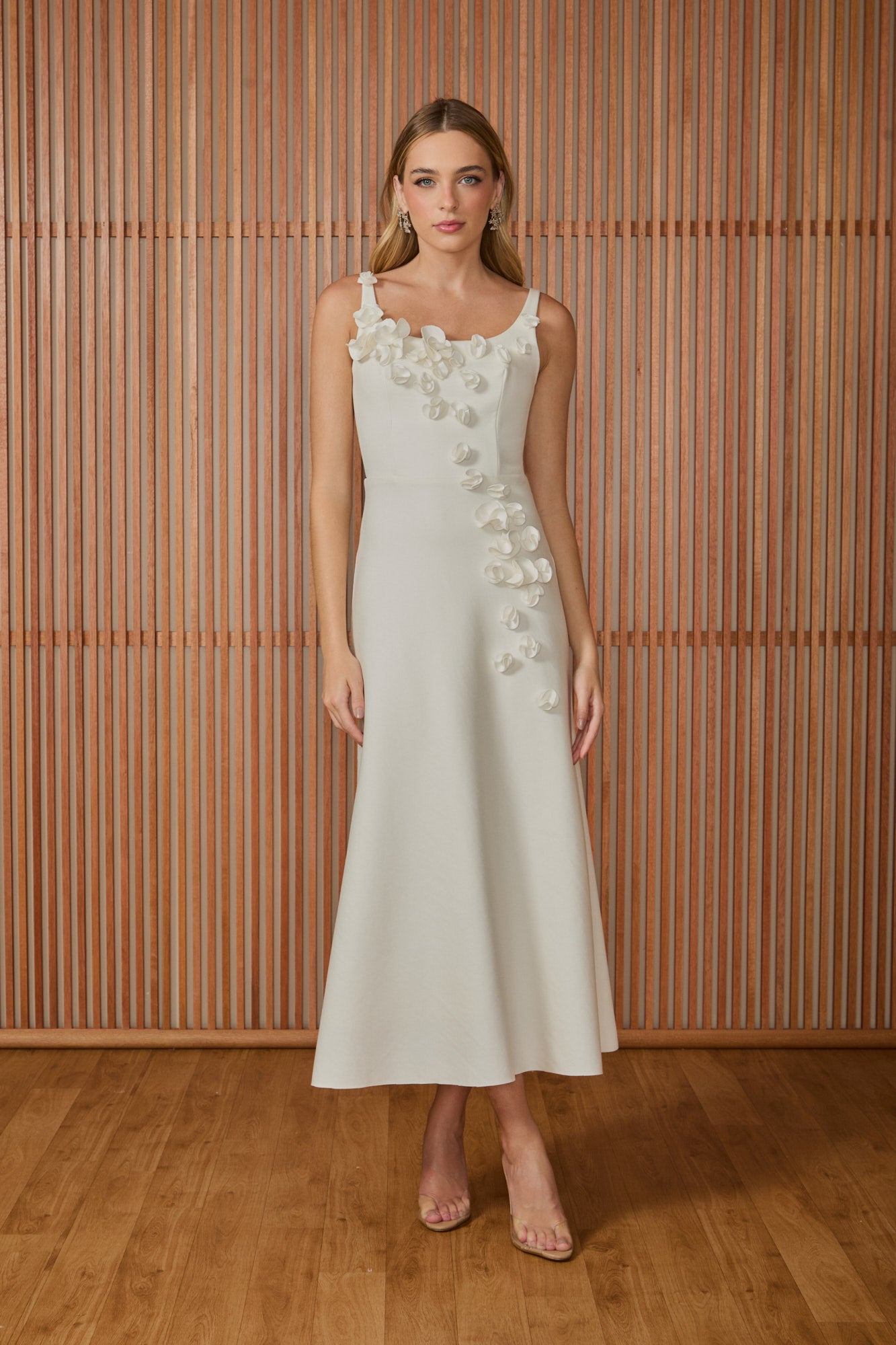 FABULOUS AGILITÀ - Vestido Mídi Lorena Flores Aplicadas OFF White