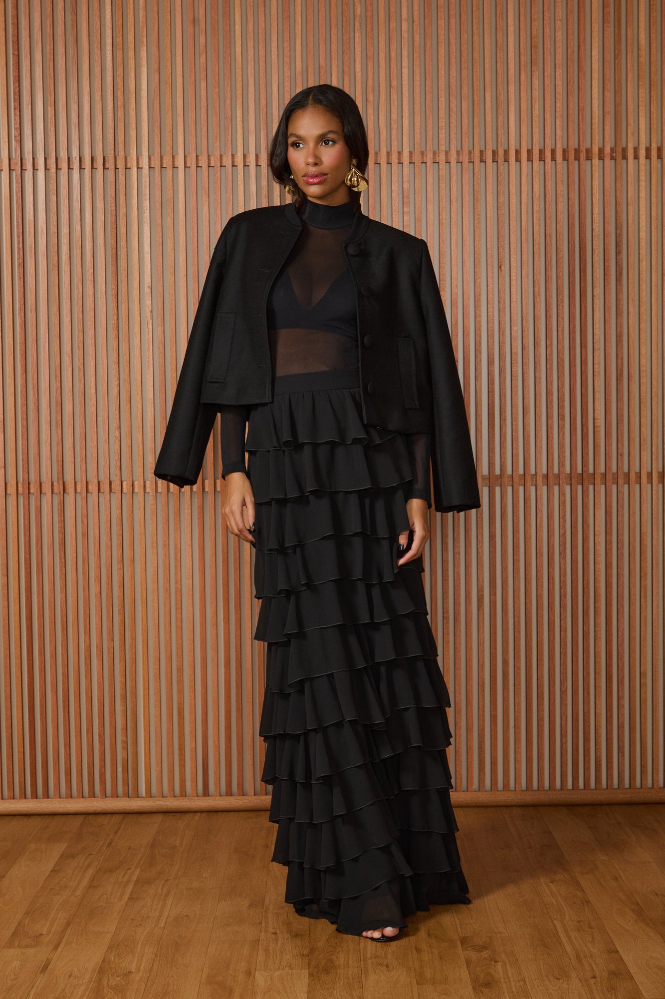 FABULOUS AGILITÀ - Blusa Elizabeth Tule Gola Alta Preto