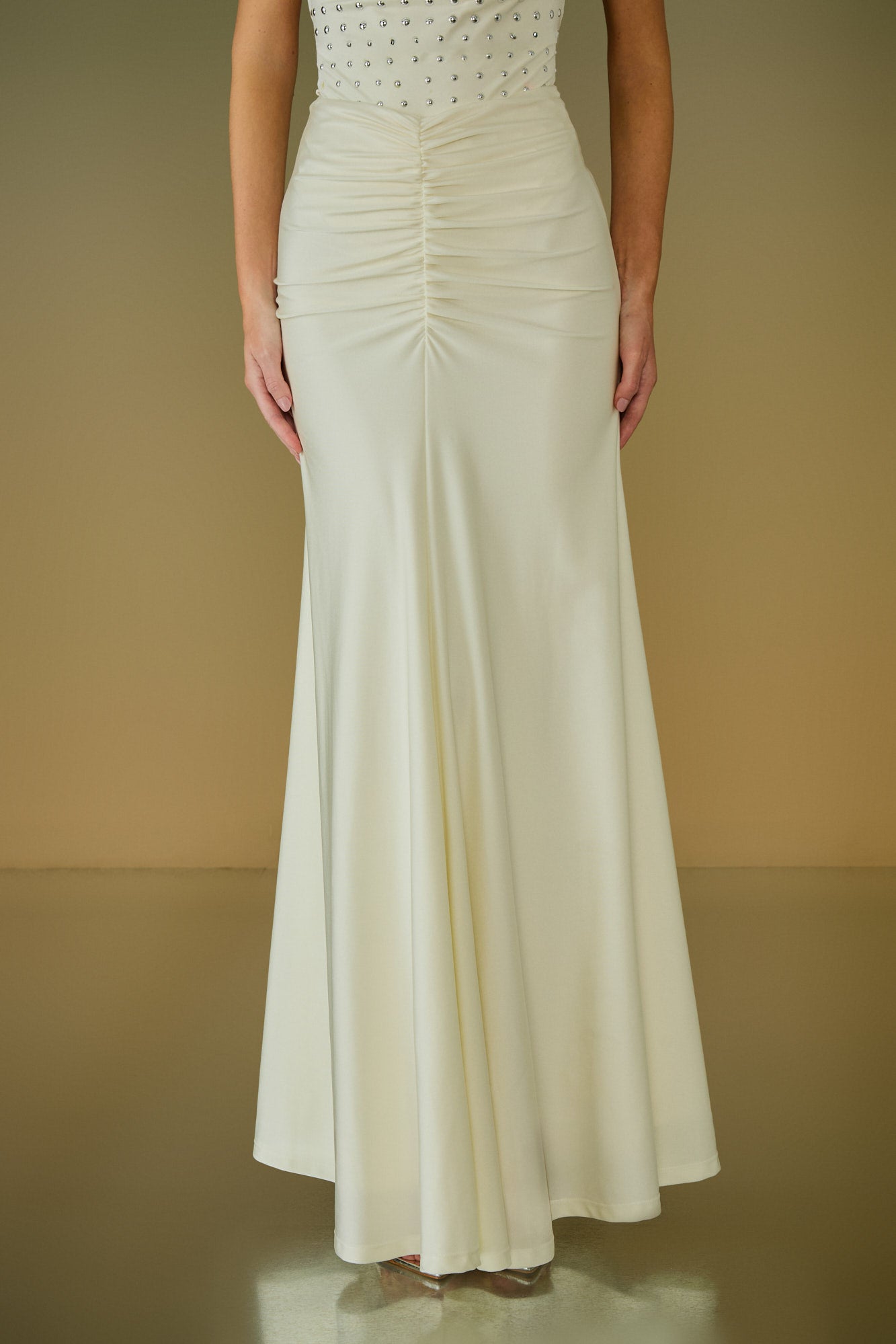 AGILITÀ - Saia Longa Cristal Drapeado Perola