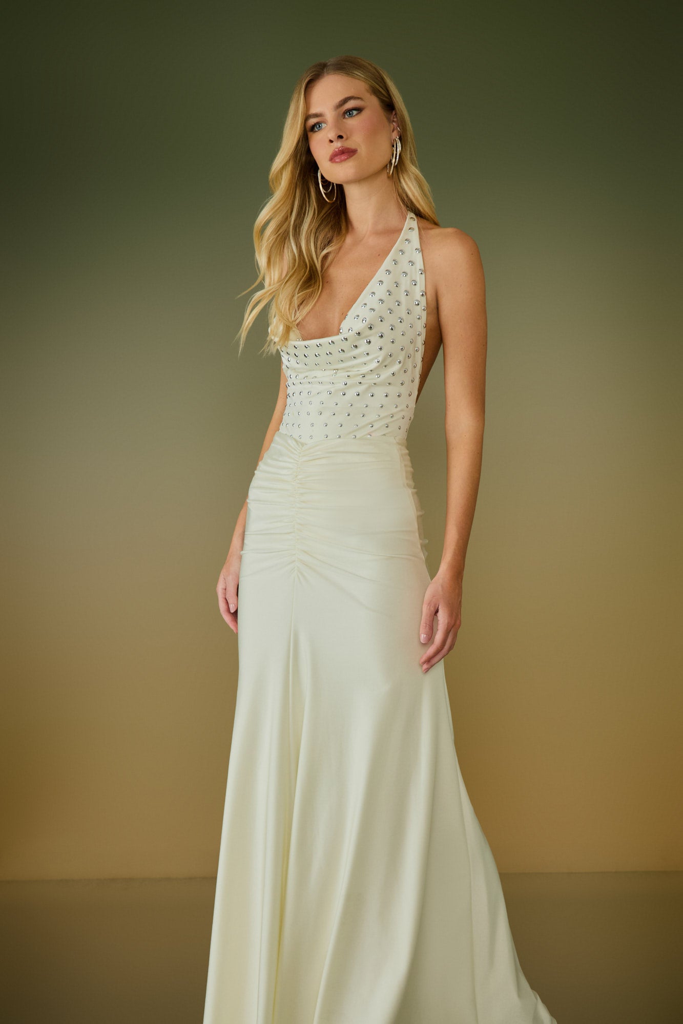 AGILITÀ - Saia Longa Cristal Drapeado Perola