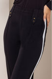 ONE UP - Calça Crepe Black Com Lateral Off/Preto