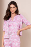 ONE UP - Bolero Tweed Estampado Rosa