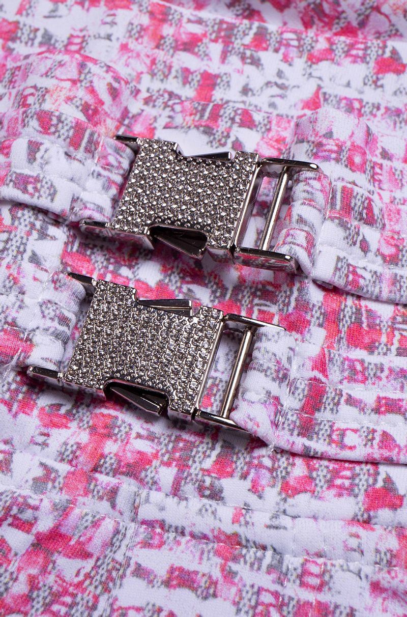 ONE UP - Calça Tweed Estampado Rosa