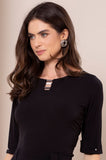 ONE UP - Blusa Crepe Black Com Tubetes Cristais
