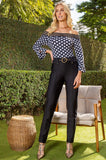 ONE UP - Calça Herve Black Fivela Trança Gold
