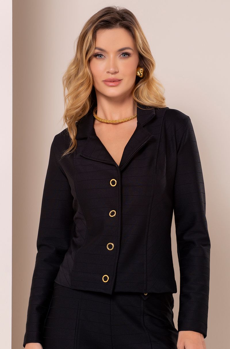 ONE UP - Blazer Herve Black Botão Aramado