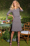 ONE UP - Vestido Pois Dore Com Manga Preto