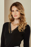 ONE UP - Blusa Decote Gold Silver Preto