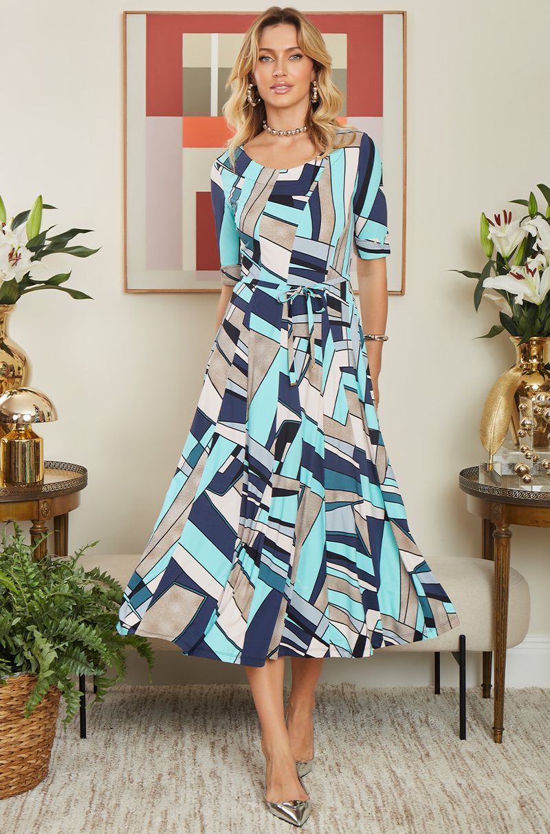 ONE UP - Vestido Montreux Estampado Verde