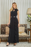 ONE UP - Vestido Crepe Cinto Cristal Preto