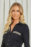 ONE UP - Camisa Listras Mel Preto