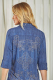 ONE UP - Camisa Chemise Swa Fluity Jeans Azul