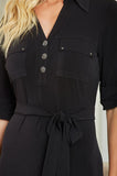 ONE UP - Vestido Polo Crepe Preto