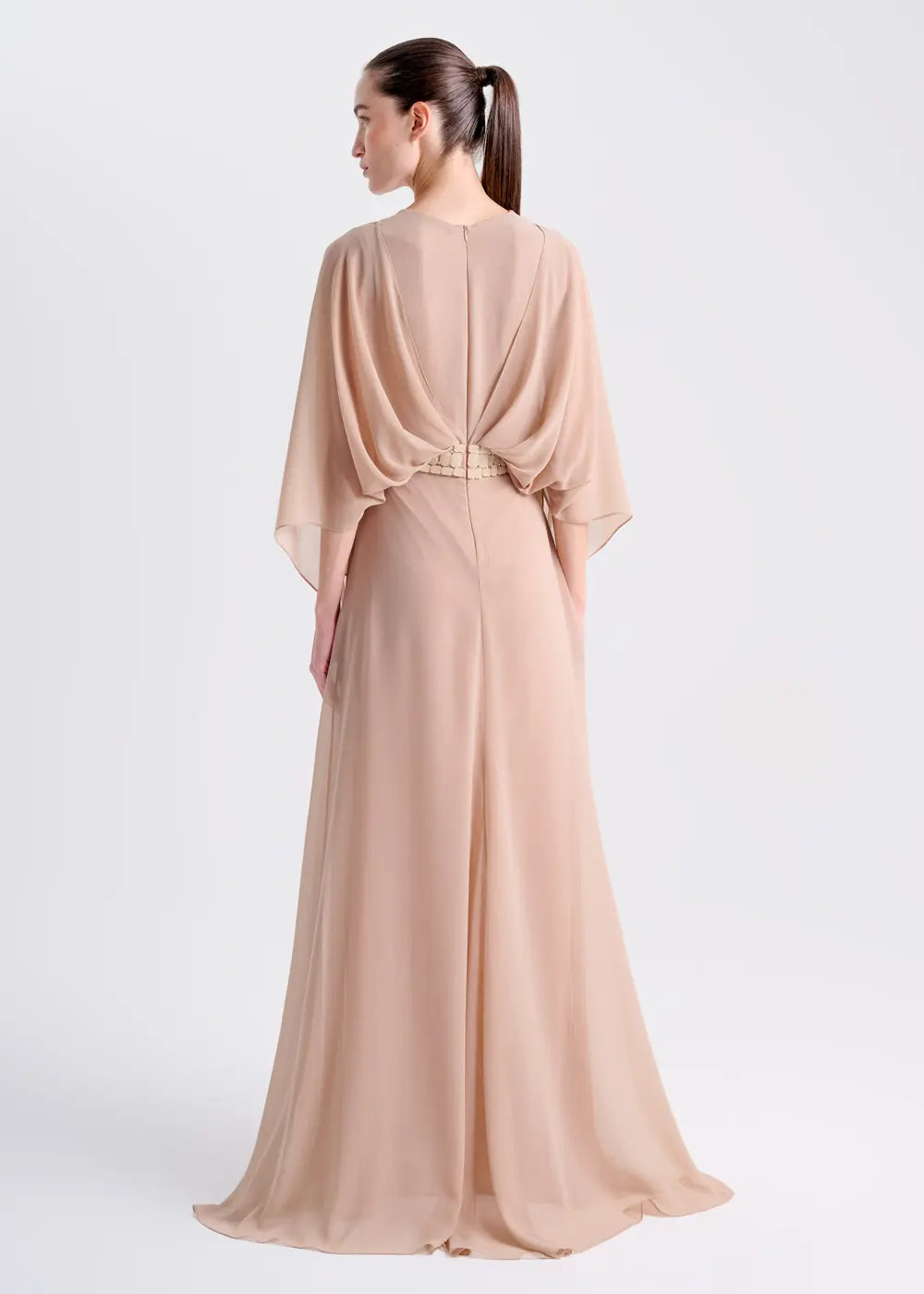 ALPHORRIA - Vestido Longo Cintura Bordada Areia