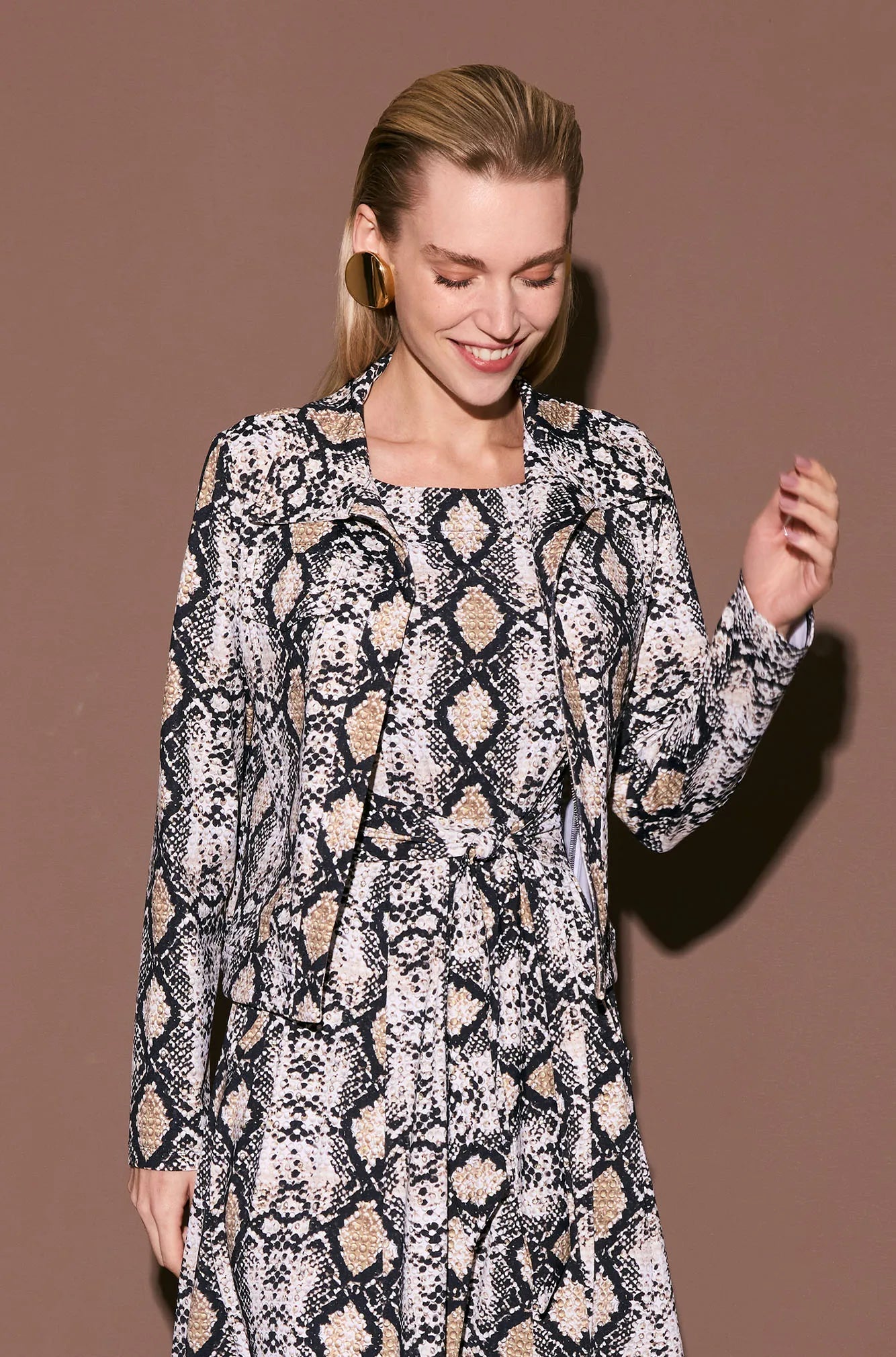 ONE UP - Bolero Cosette Bege Estampado