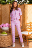 ONE UP - Calça Tweed Estampado Rosa