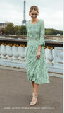 ONE UP - Vestido Renda Pistache Cinto Gold Verde
