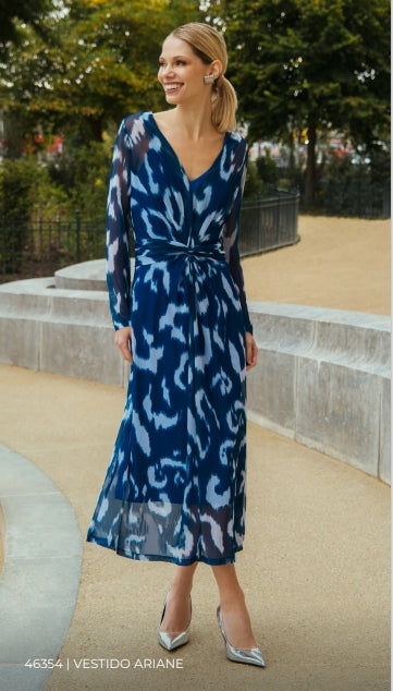 ONE UP - Vestido Ariane Azul Estampado