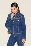 ONE UP - Jaqueta Jeans Blue Matelasse Marinho