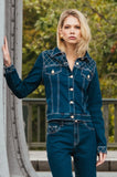 ONE UP - Jaqueta Jeans Blue Matelasse Marinho