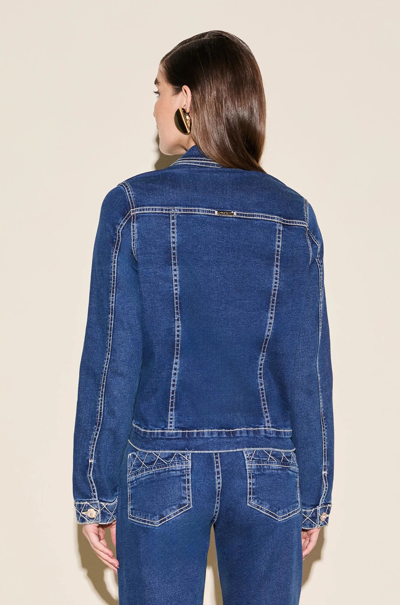 ONE UP - Jaqueta Jeans Blue Matelasse Marinho