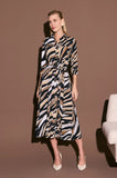 ONE UP - Vestido Chemise Giselle Bege Estampado