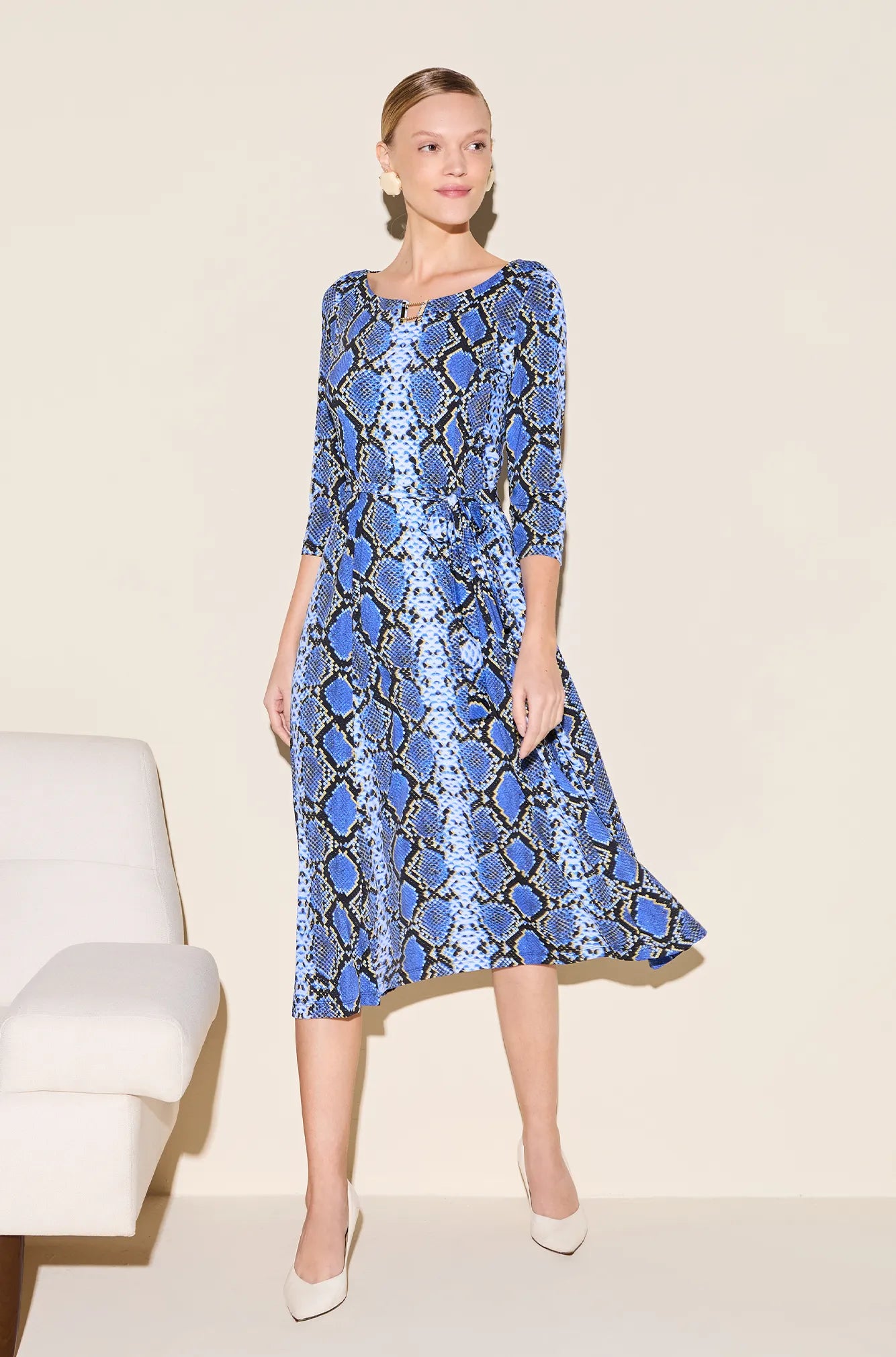 ONE UP - Vestido Grotte Azul Estampado