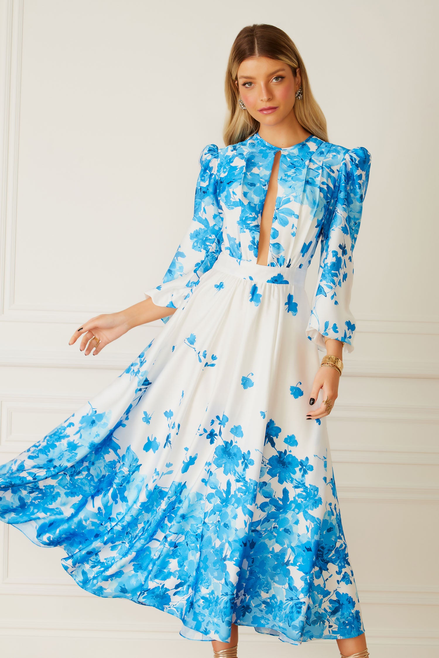 FABULOUS AGILITÀ - Vestido Midi Francisca Blue Flower - Inverno 22