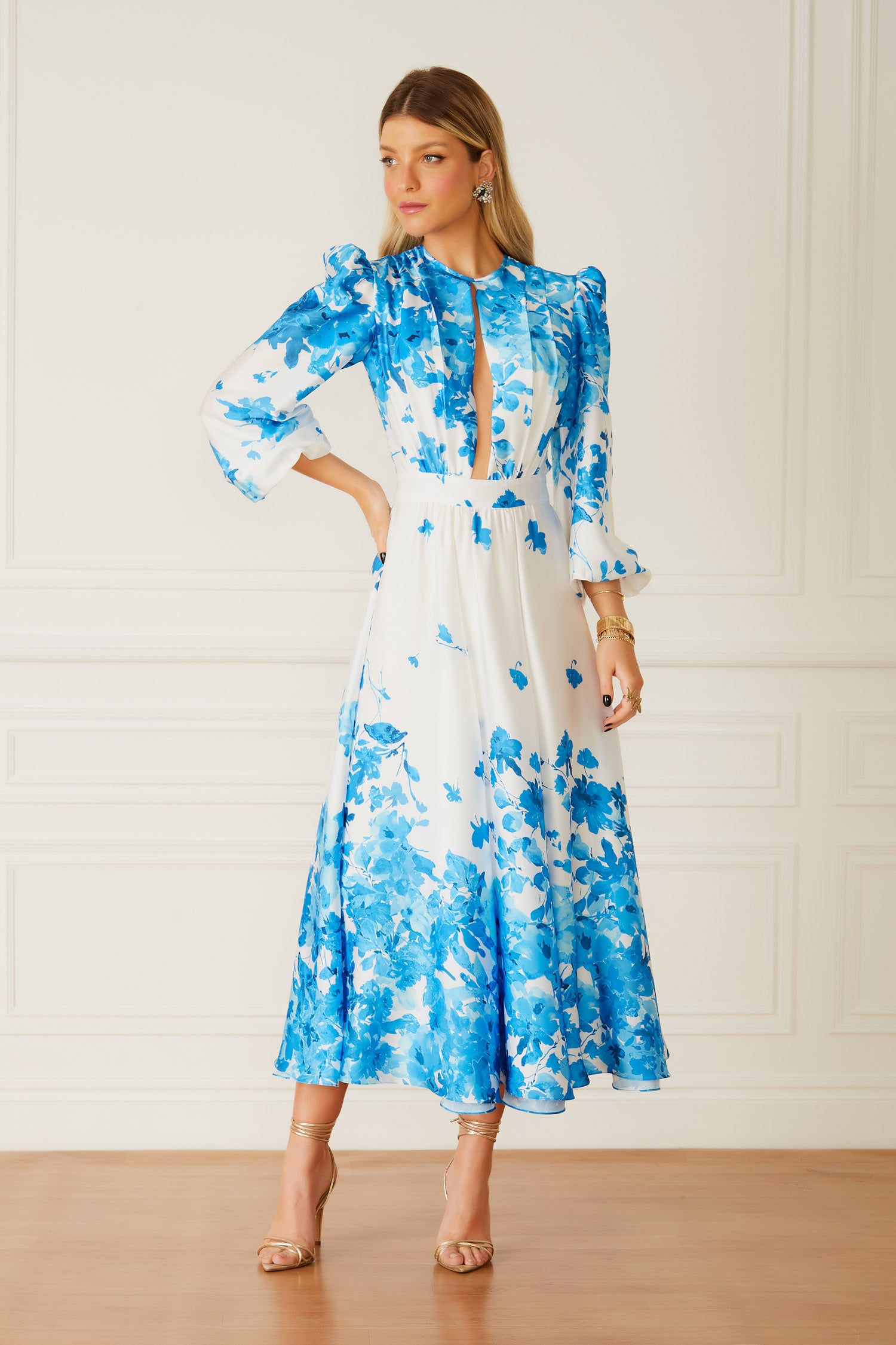 FABULOUS AGILITÀ - Vestido Midi Francisca Blue Flower - Inverno 22