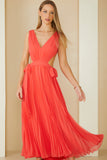 AGILITÀ - Vestido Longo Detalhe Plissado Vermelho Ibiza - Verão 23