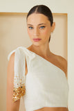 AGILITÀ - Blusa Brilho Laço Ombro Off White - Verão 23