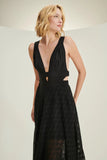 ALPHORRIA - Vestido Midi Gode Com Elástico Preto