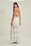 ALPHORRIA - Vestido Longo Babados Caracol Off White