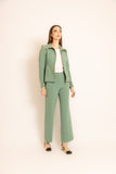 BORDA BARROCA - Calça Reta Executive Verde Malva