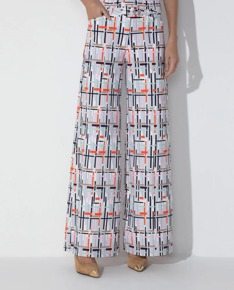 LAFORT - Calça Pantalona  Kim Gráfico Contemporâneo OFF White