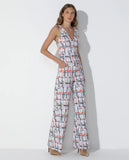 LAFORT - Calça Pantalona  Kim Gráfico Contemporâneo OFF White