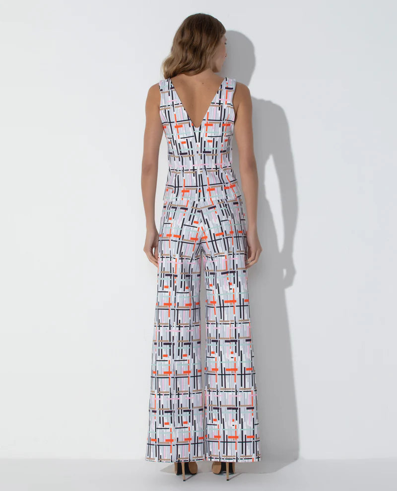 LAFORT - Calça Pantalona  Kim Gráfico Contemporâneo OFF White