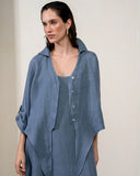 MADRE REINA - Camisa Luisa Amarração Azul Sereno - Verão 27