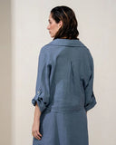 MADRE REINA - Camisa Luisa Amarração Azul Sereno - Verão 27