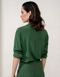 MADRE REINA - Camisa Classica Pesponto Verde Folha - Verão 27