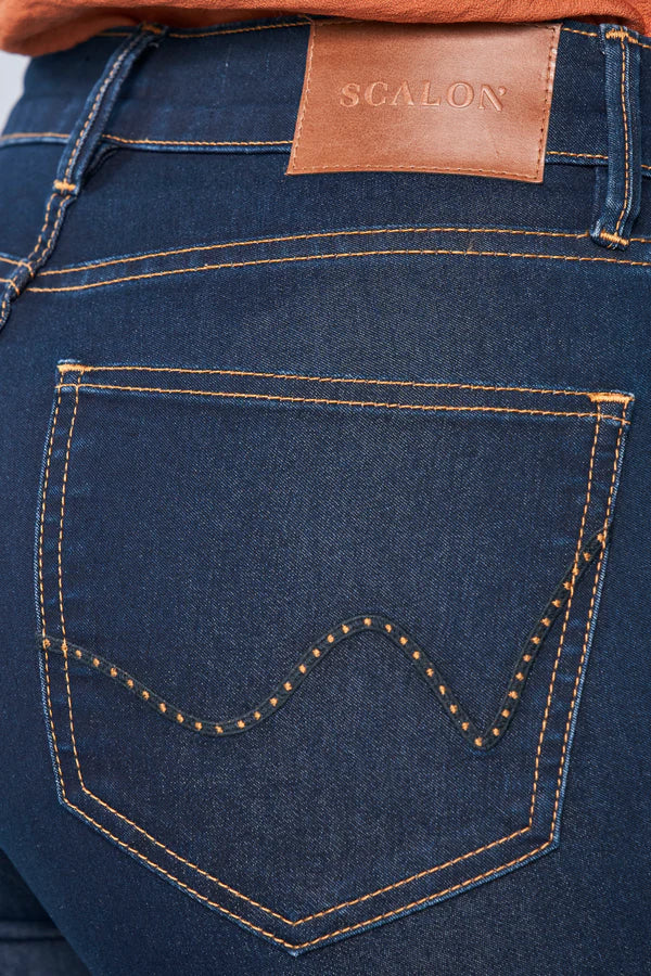 SCALON - Calça Reta Estonado Jeans Escuro