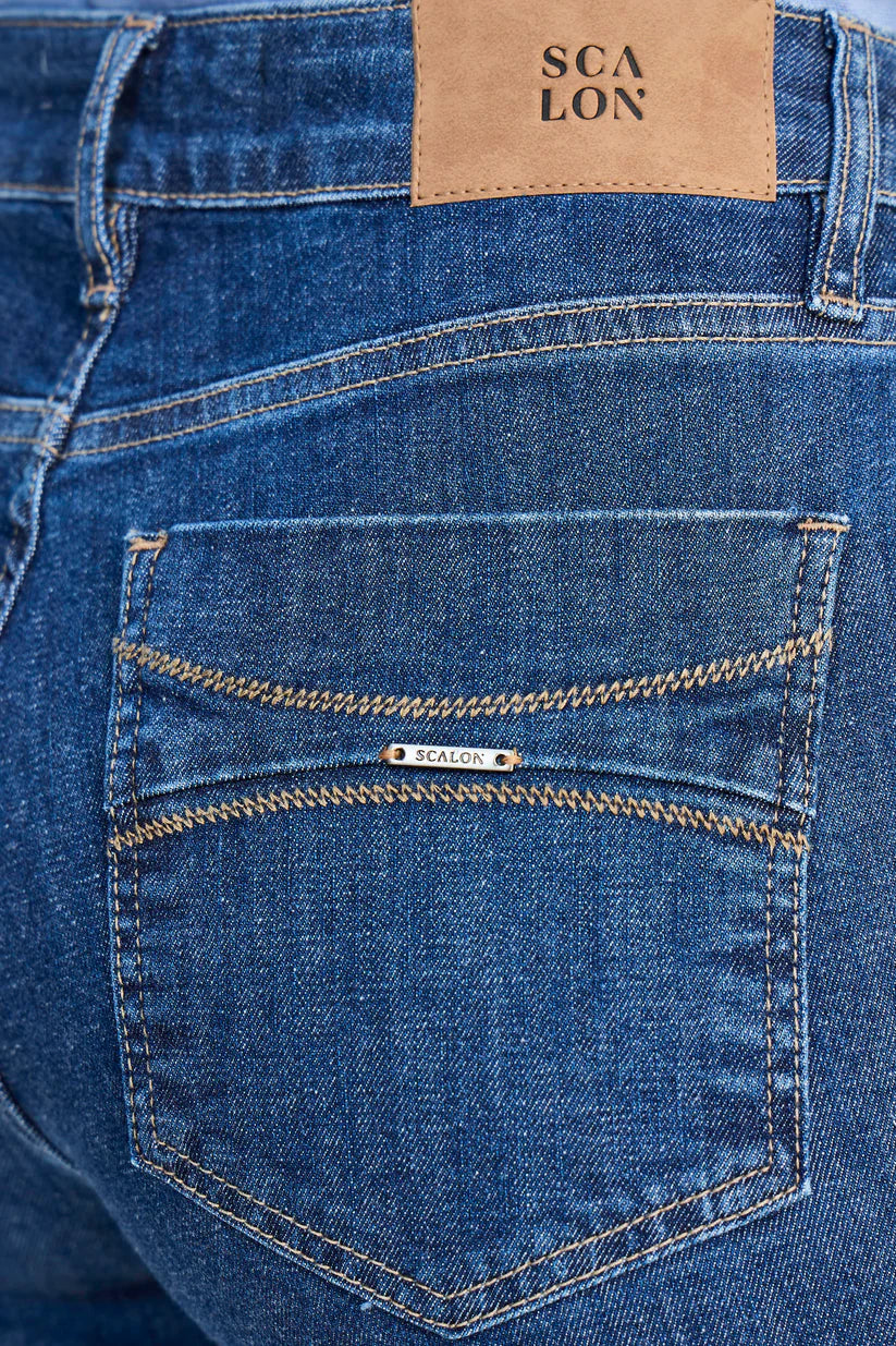 SCALON - Calça Jeans Reta Destroyer Azul Marinho