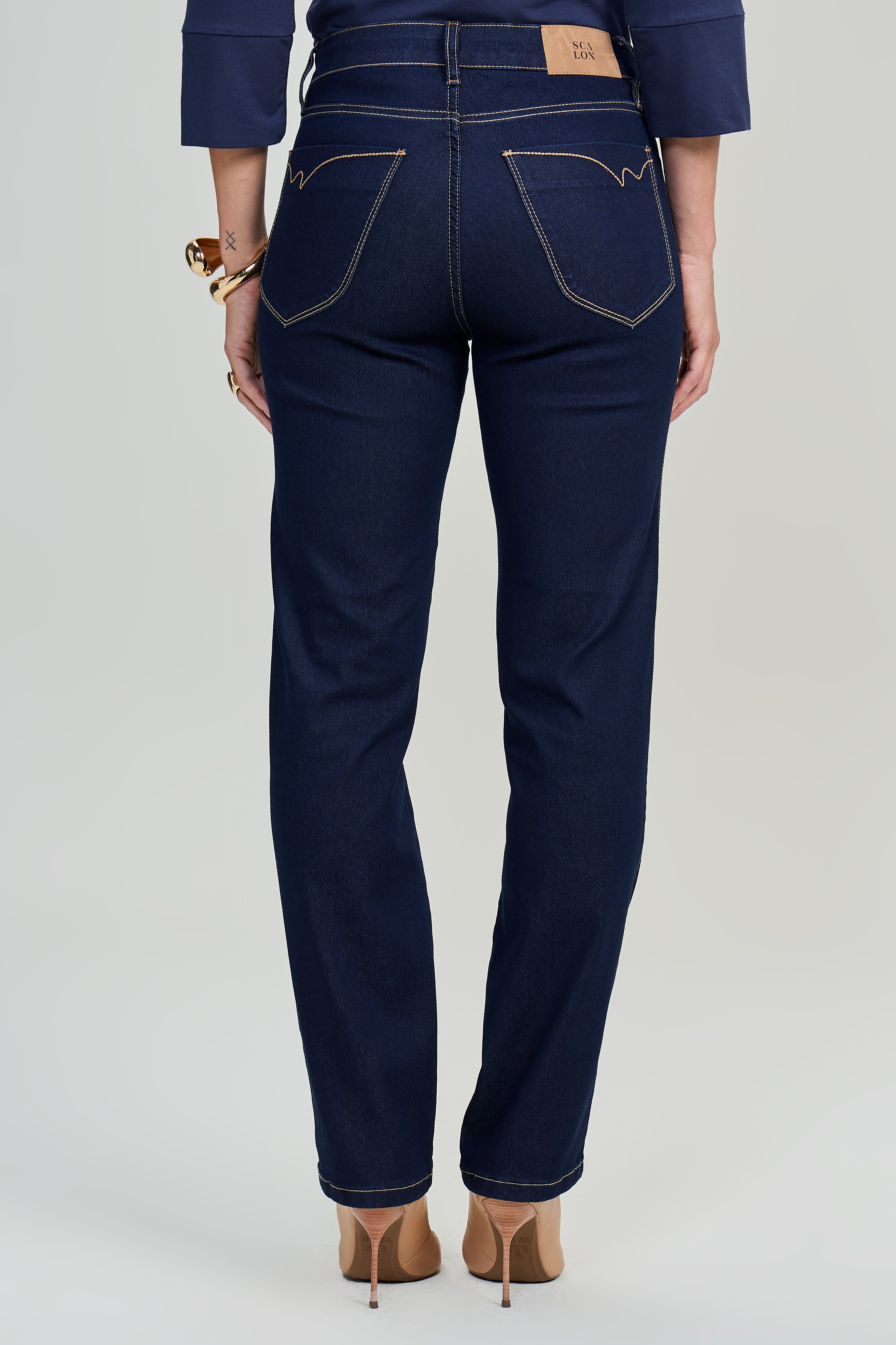 SCALON - Calça Jeans Reta Amaciado Azul