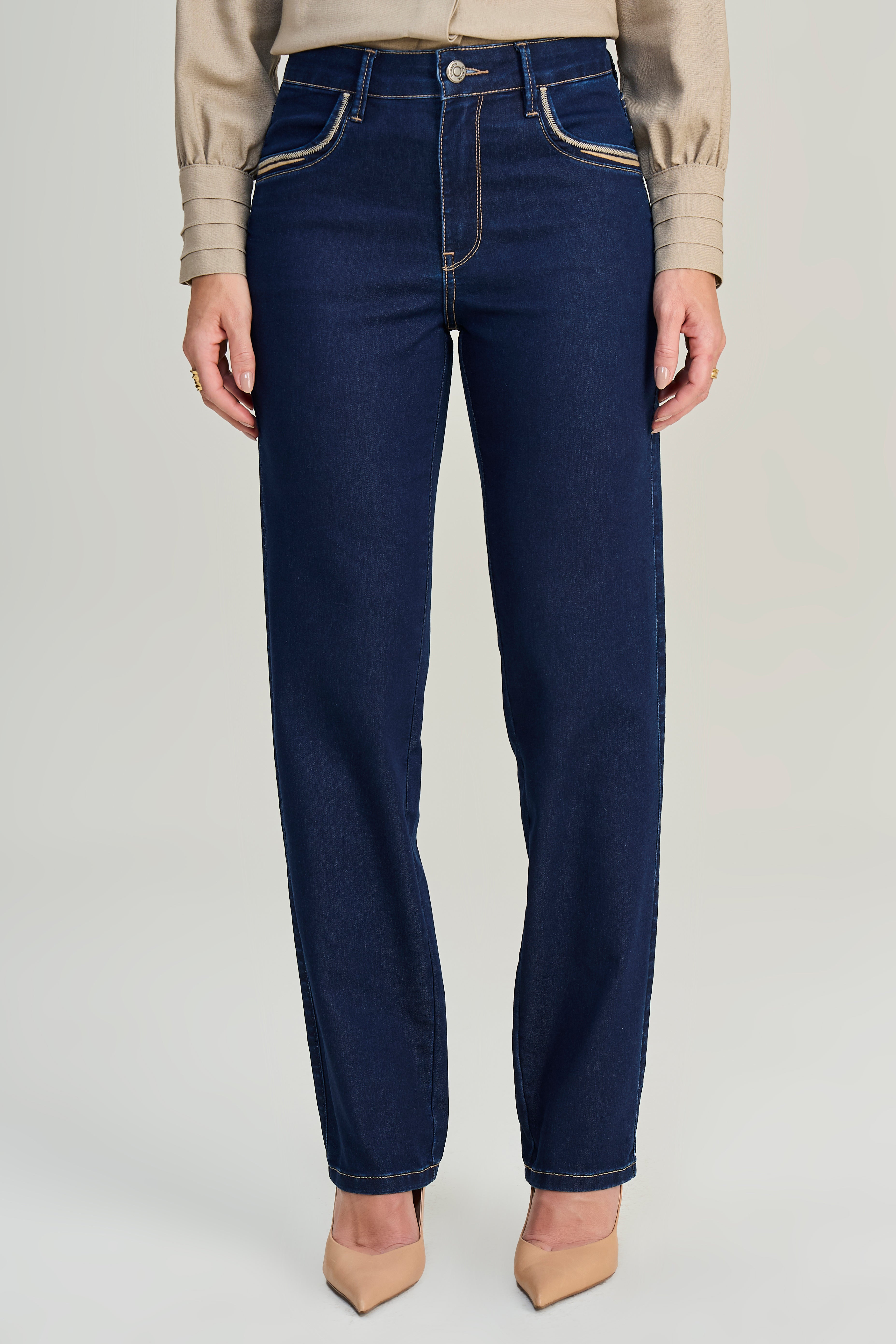 SCALON - Calça Jeans Reta Estonado Azul