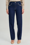 SCALON - Calça Jeans Reta Estonado Azul