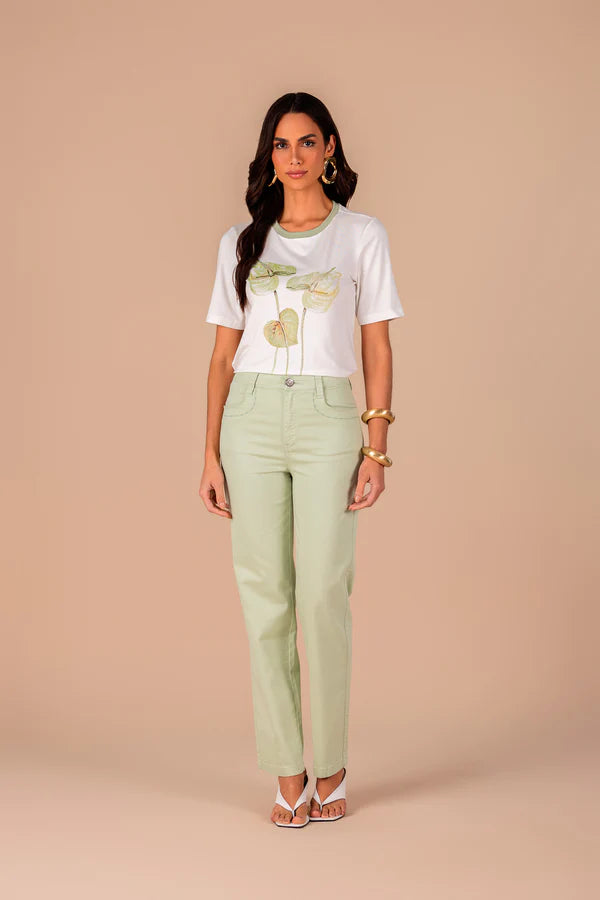 SCALON - Calça Sarja Color Reta Verde Nostalgia