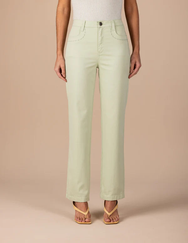 SCALON - Calça Sarja Color Reta Verde Nostalgia