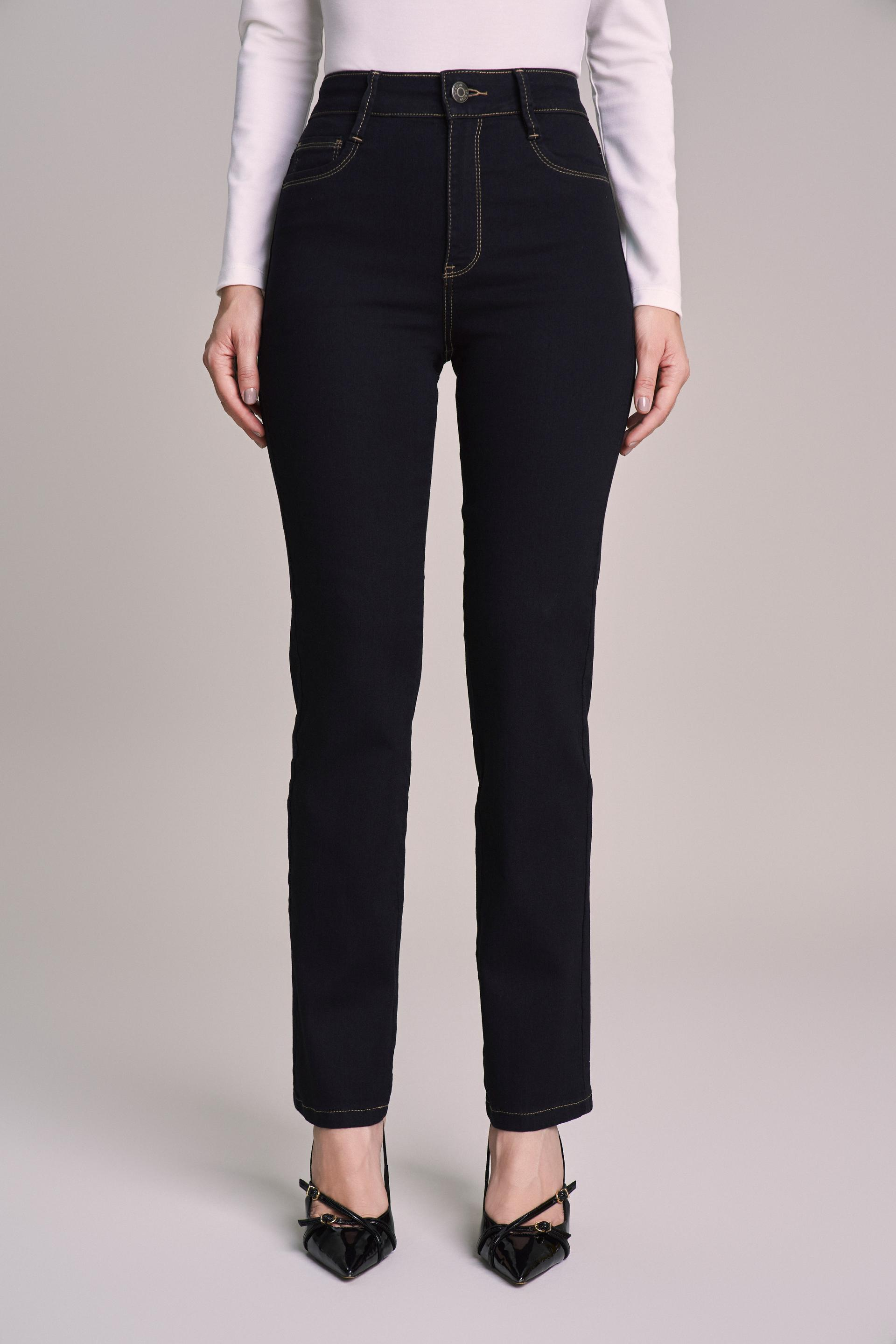 SCALON - Calça Jeans Black Reta Amaciado Preto