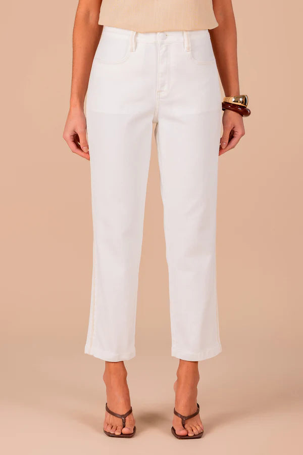 SCALON - Calça Sarja Pantcropped Estonado OFF White