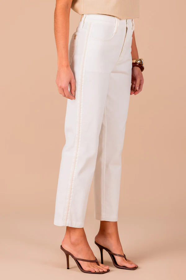 SCALON - Calça Sarja Pantcropped Estonado OFF White